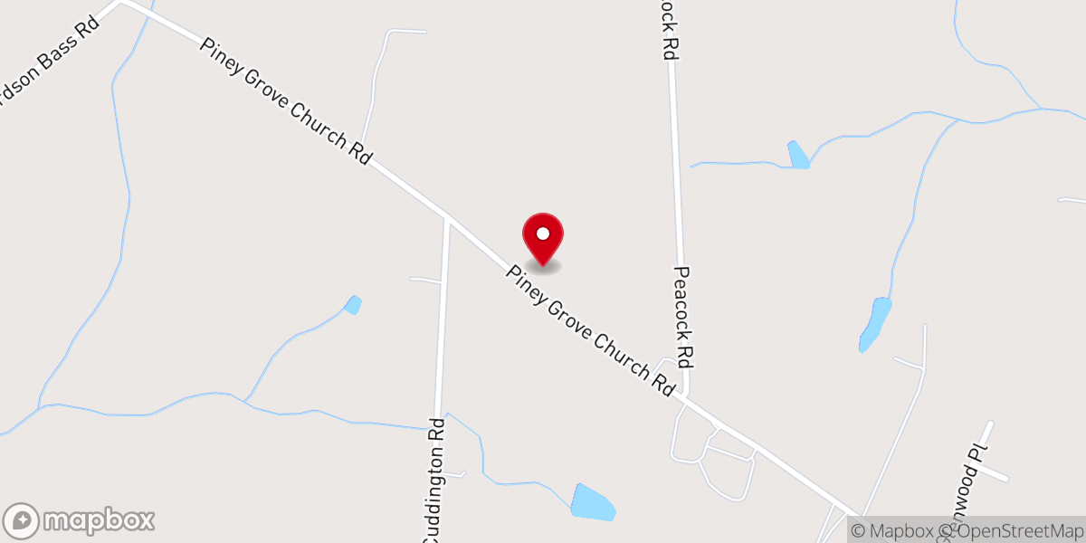 Map showing location of Piney Grove FWB Church