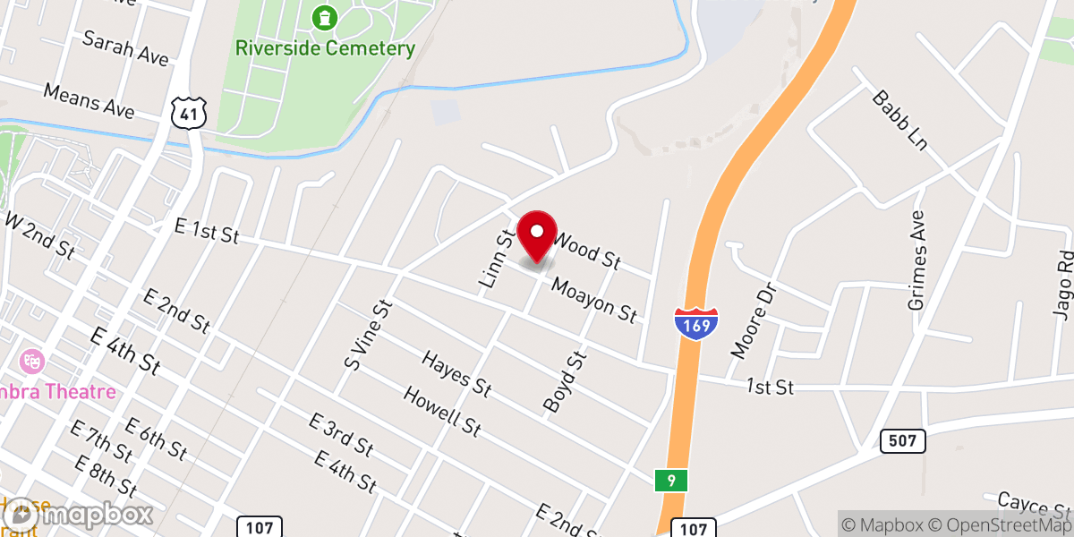 Map showing location of First Street Missionary Baptist