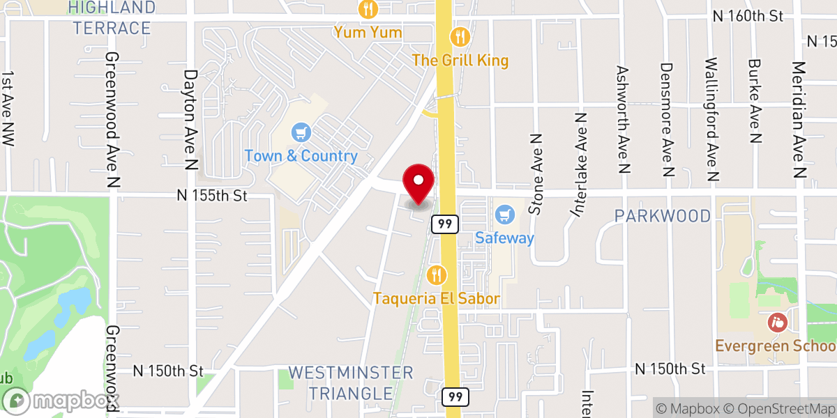 Map showing location of the church in Shoreline