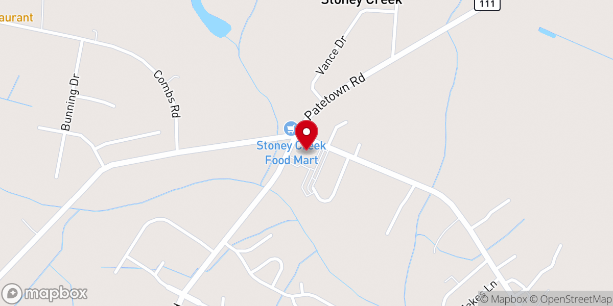 Map showing location of Stoney Creek Church