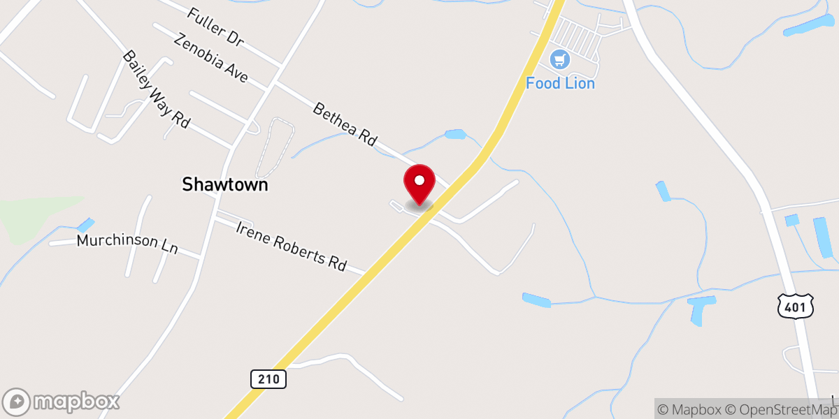 Map showing location of Lillington First Baptist Church