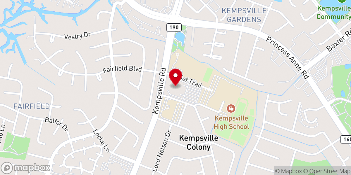 Map showing location of Church in Virginia Beach