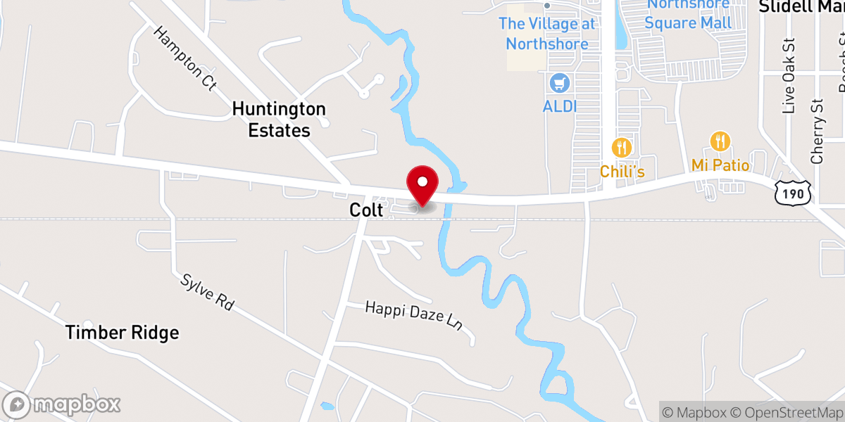 Map showing location of St. Tammany Trace Parish Paved Bike Trailhead
