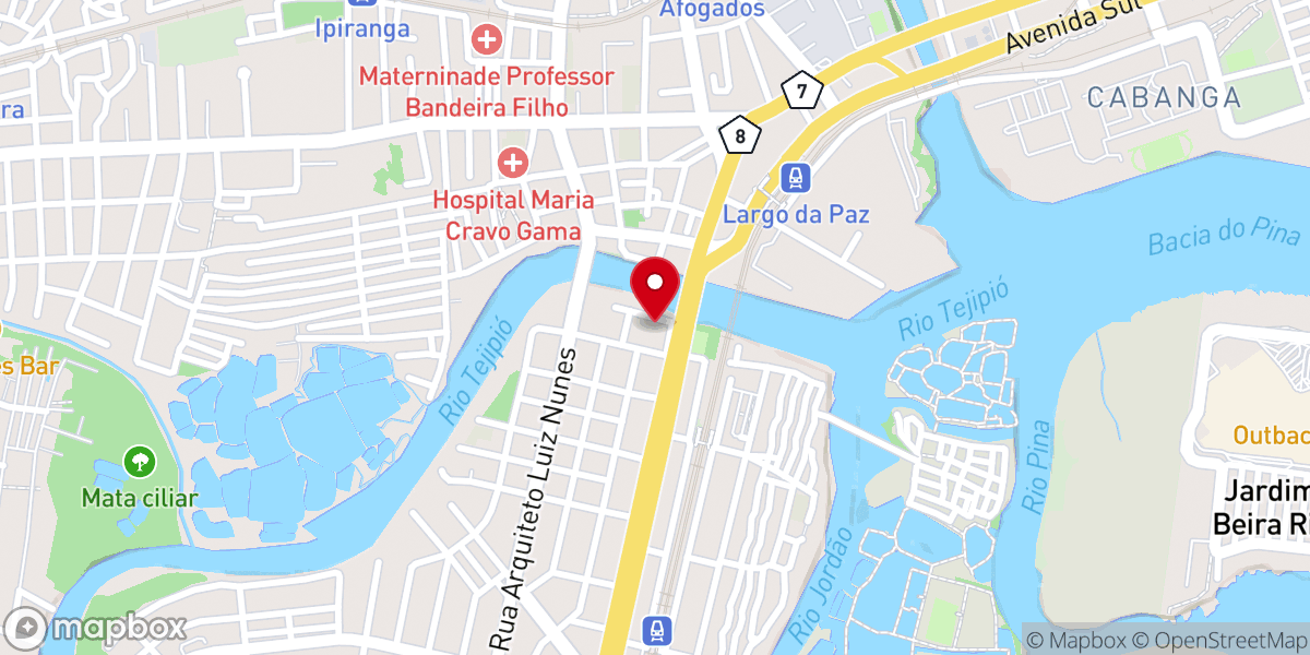 Map showing location of Igreja Batista Largo da Paz