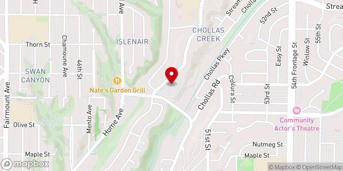 Map showing location of New Creation Church of San Diego