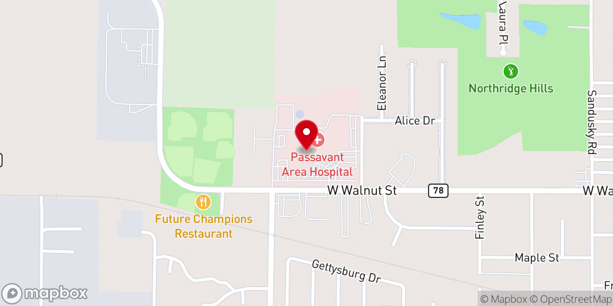 Map showing location of Orthopedic Center of Illinois- Jacksonville