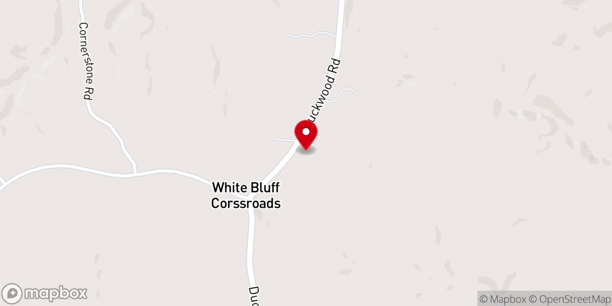 Map showing location of White Bluff Baptist Church
