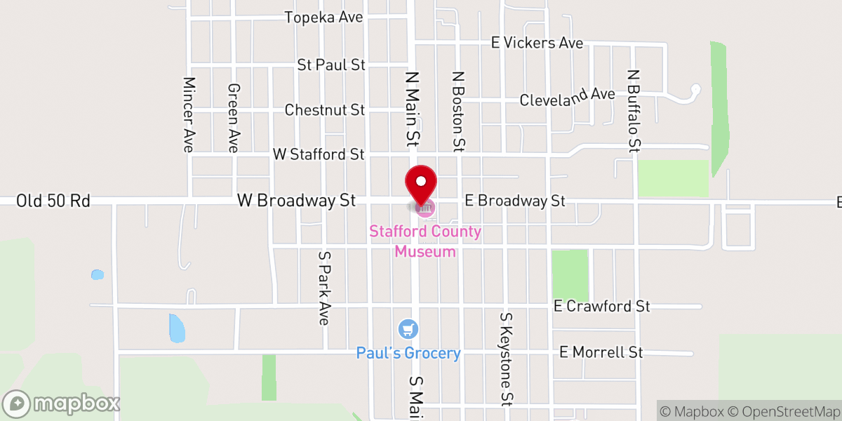 Map showing location of Stafford County Museum