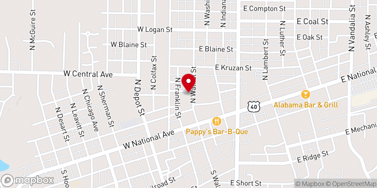 Map showing location of Brazil First Presbyterian Church