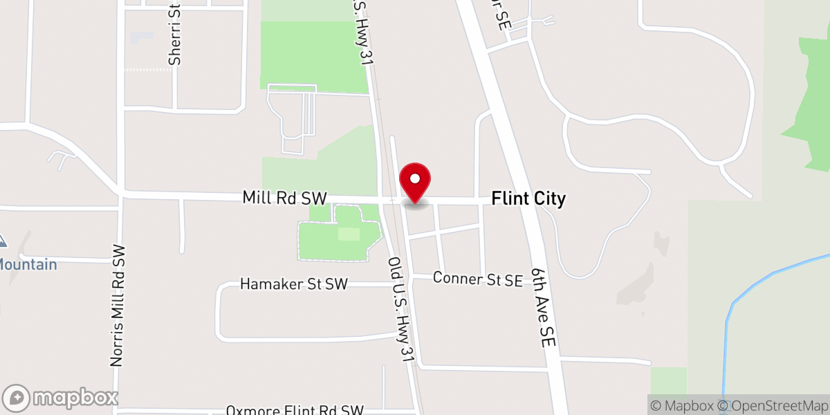 Map showing location of Flint Church of Christ