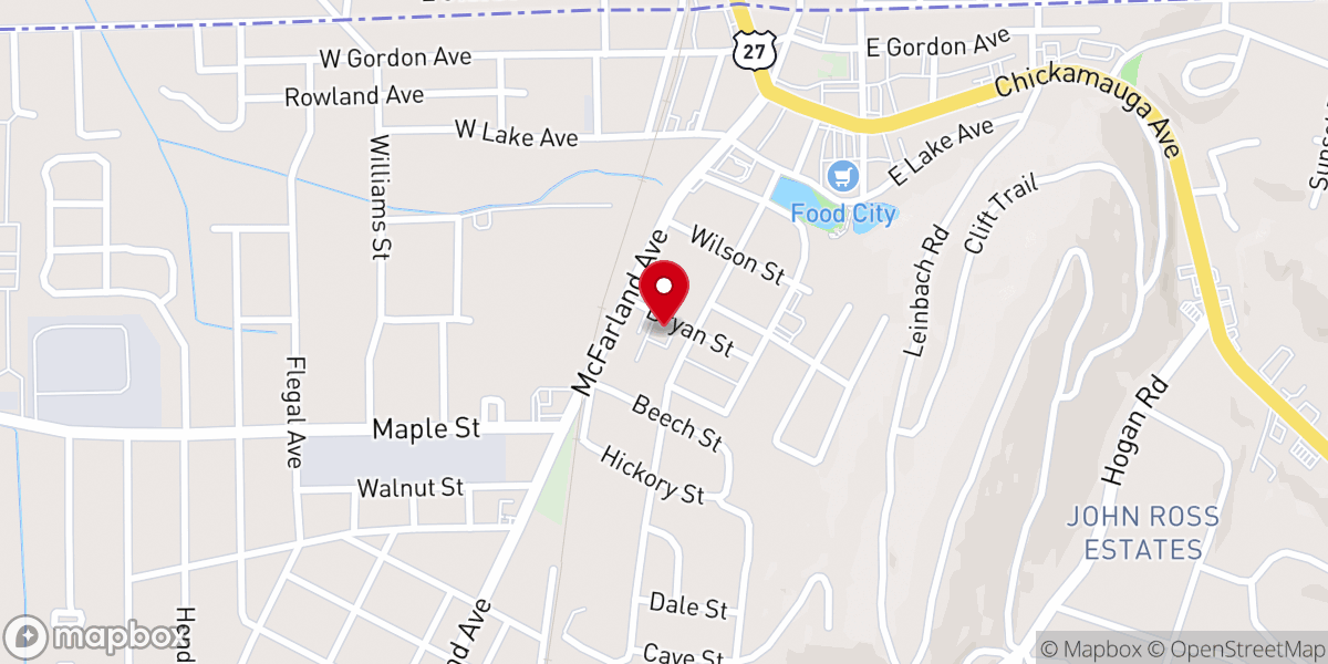 Map showing location of Peoples Baptist Church