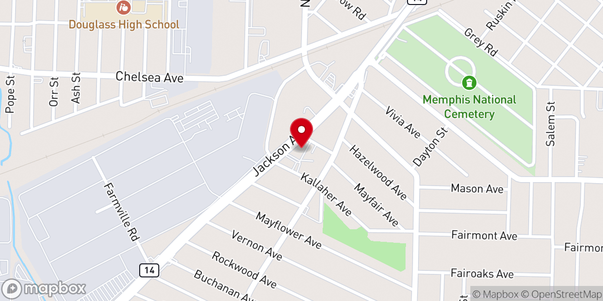 Map showing location of Jackson Avenue Methodist Church