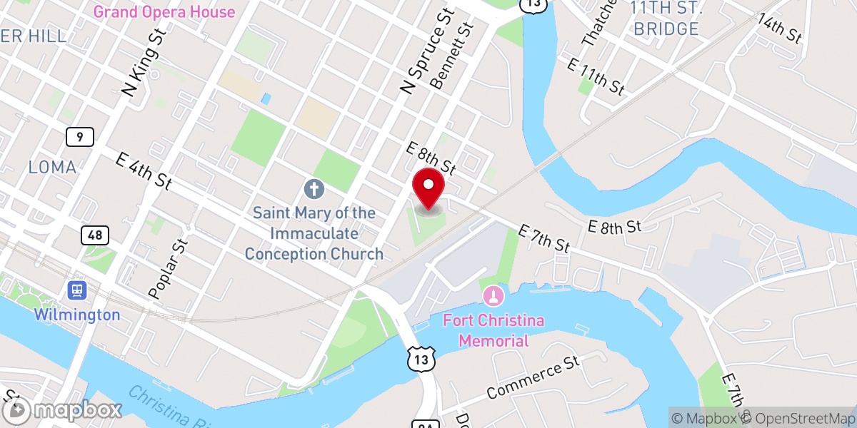 Map showing location of Old Swedes Historic Site