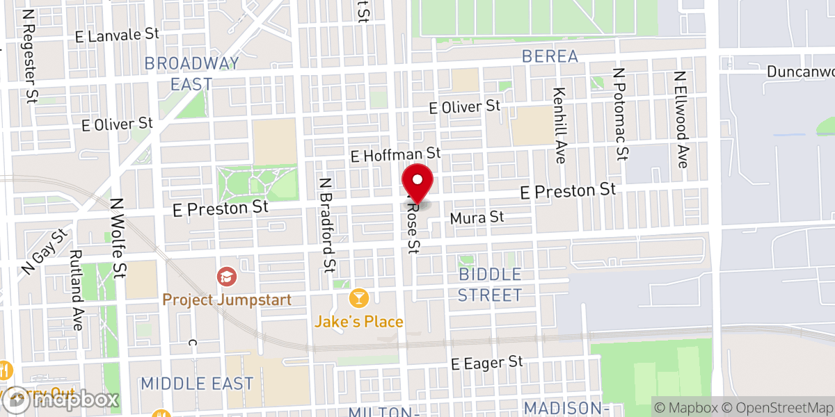 Map showing location of Eastside Baptist Church