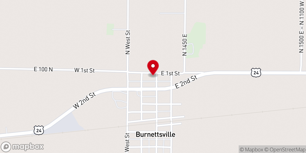 Map showing location of Burnettsville Church of the Brethren