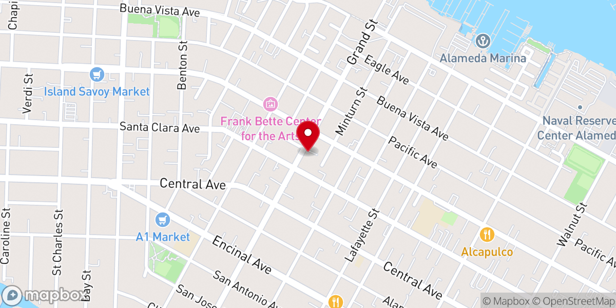Map showing location of Calvary Alameda