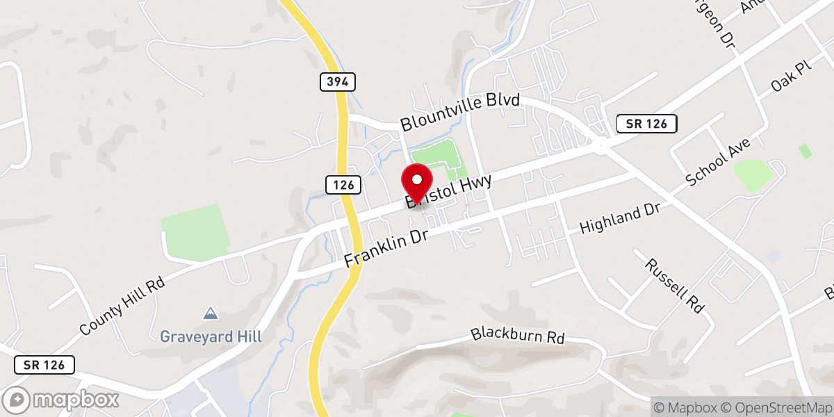 Map showing location of Blountville UMC