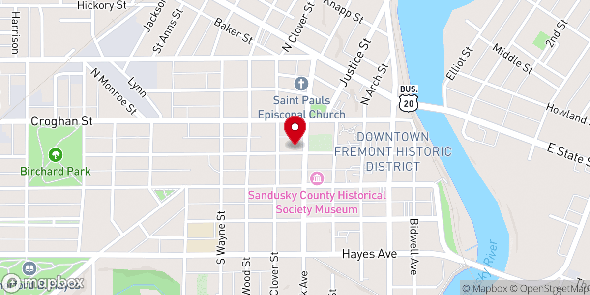 Map showing location of First Presbyterian Church