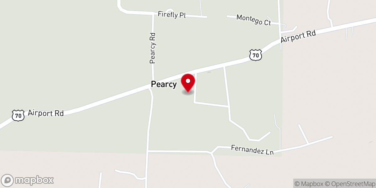 Map showing location of Pearcy Baptist Church