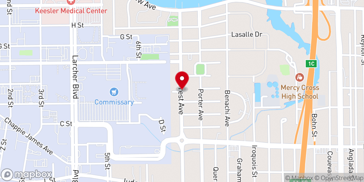 Map showing location of Forrest Avenue Baptist Church