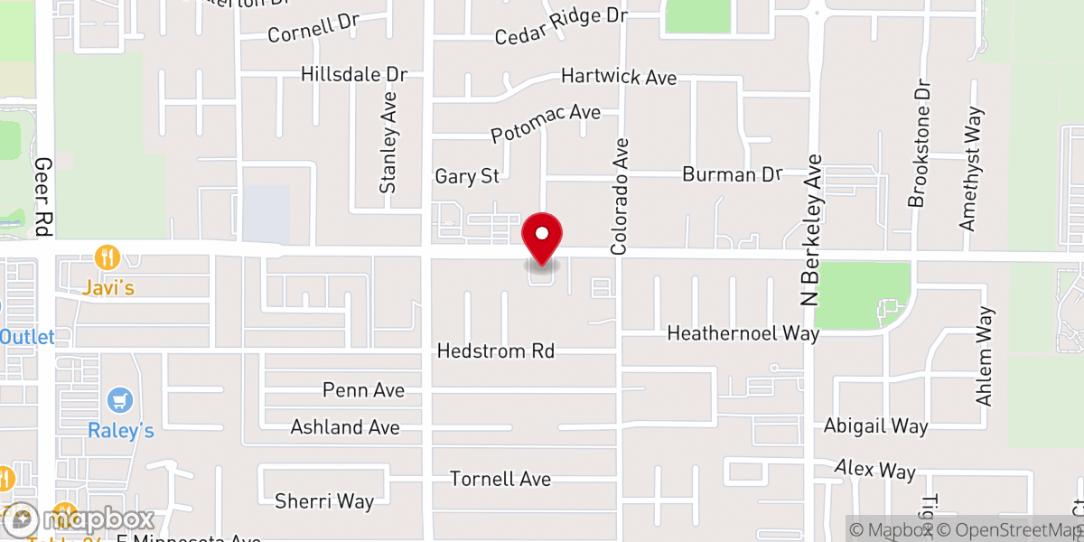Map showing location of Harvest Christian Center