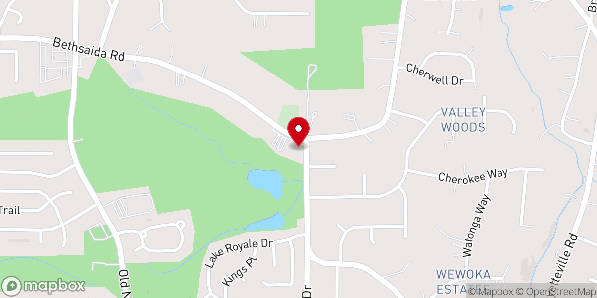 Map showing location of John Wesley Cox Family Life Center