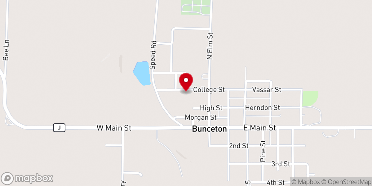 Map showing location of Bunceton Baptist Church