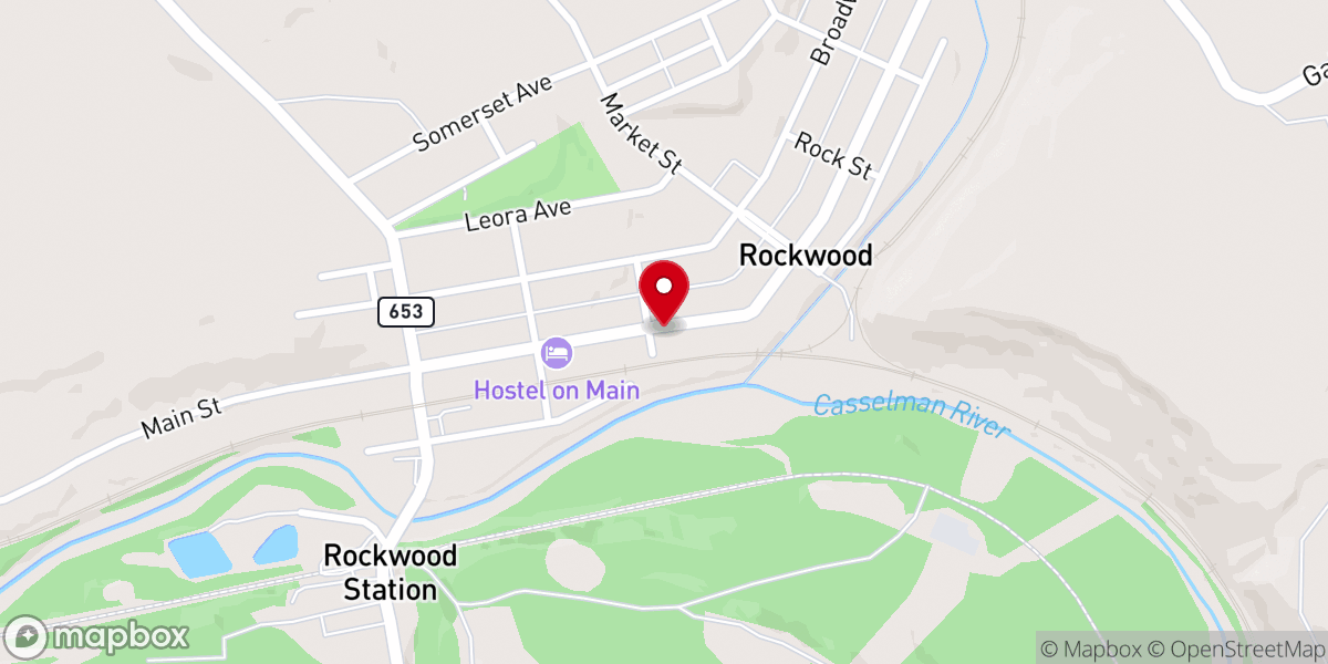 Map showing location of Rockwood Community Bible Church