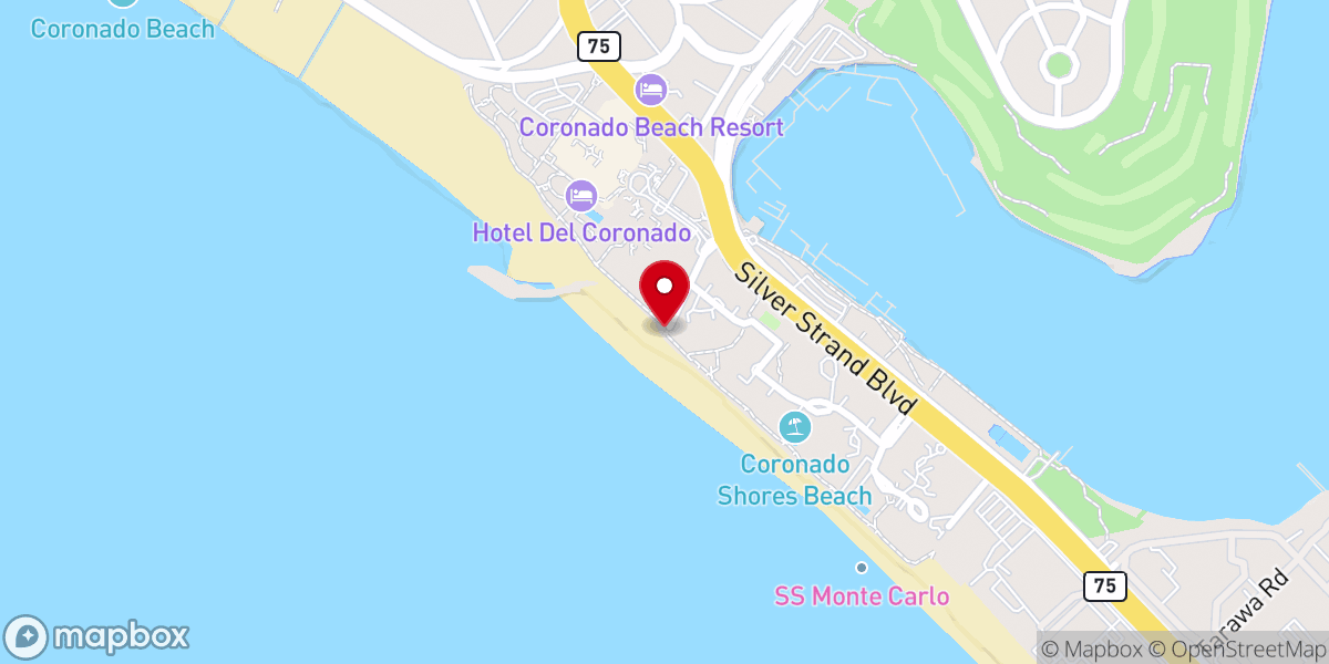 Map showing location of Coronado Beach Weddings