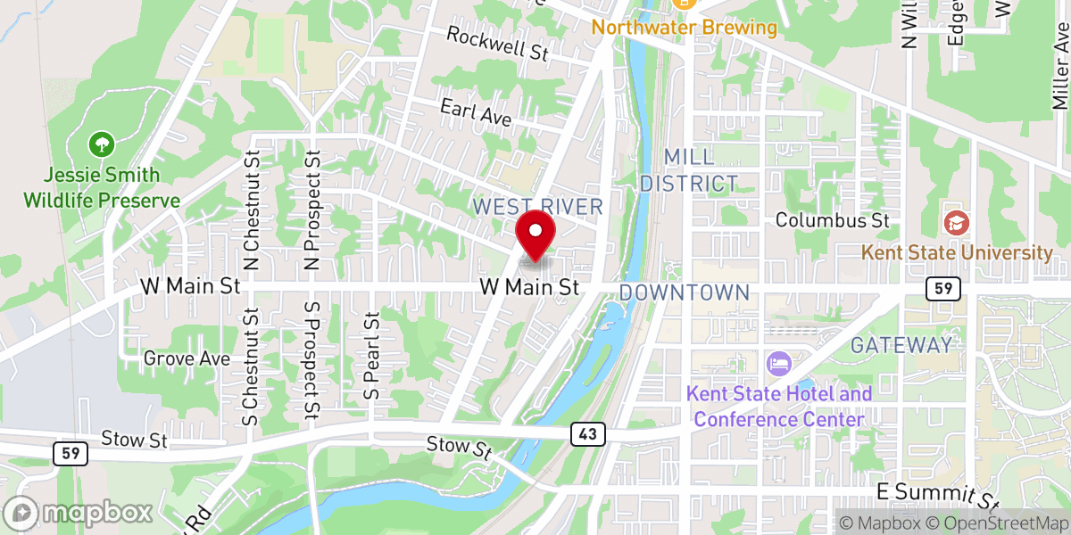 Map showing location of First Christian Church of Kent