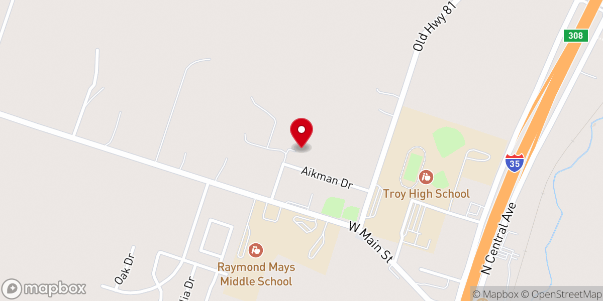 Map showing location of Troy Church of Christ