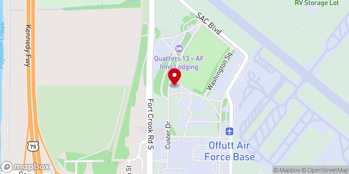 Map showing location of Offutt Air Force Base SAC Memorial Chapel