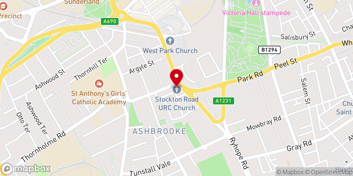 Map showing location of Stockton Road URC Church