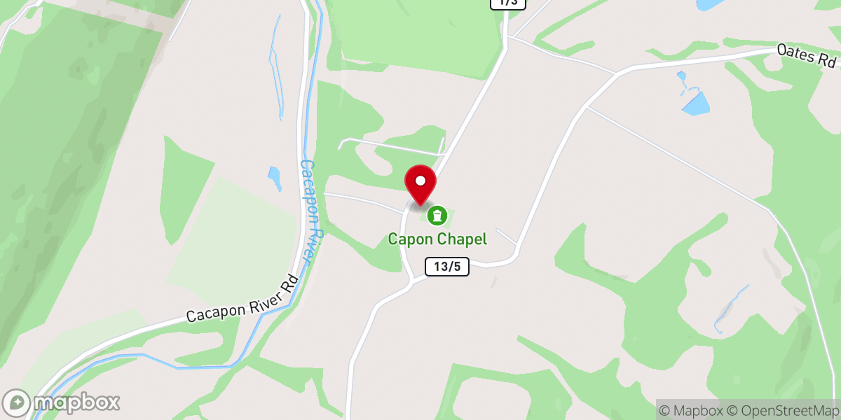 Map showing location of Capon Chapel