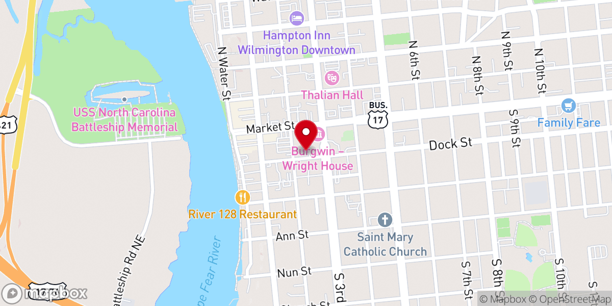 Map showing location of The City Club Wilmington Nc