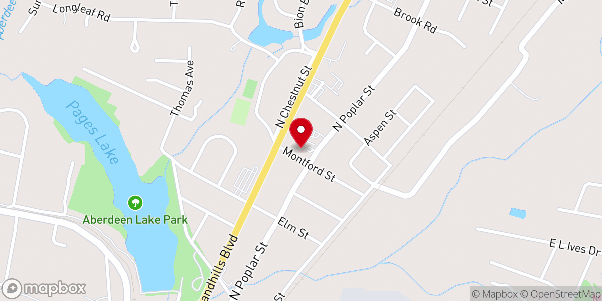 Map showing location of Aberdeen First Baptist Church
