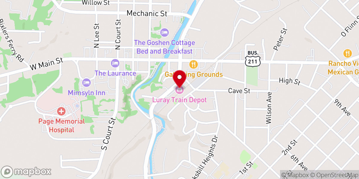 Map showing location of Luray-Page County Chamber of Commerce