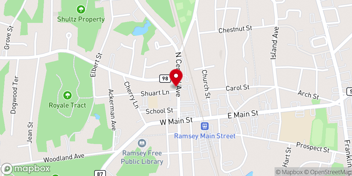 Map showing location of First Presbyterian Church of Ramsey