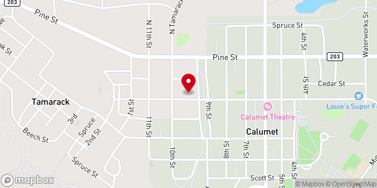 Map showing location of Copper Country Christian Fellowship