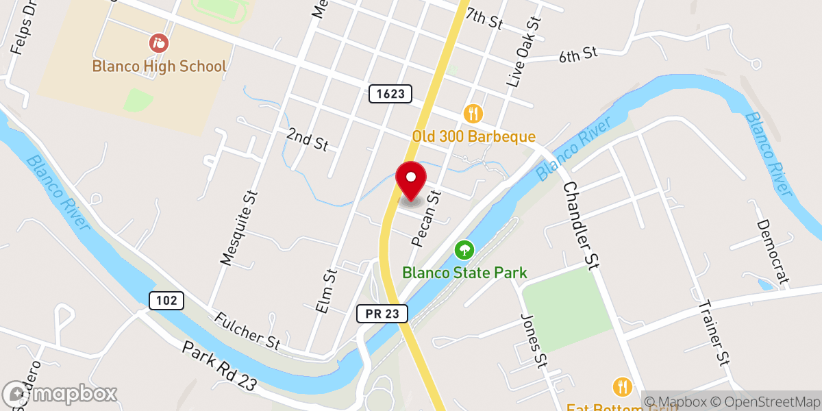 Map showing location of Blanco Church of Christ