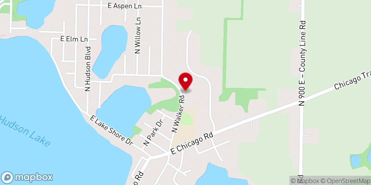 Map showing location of Hudson Lake Mennonite Church
