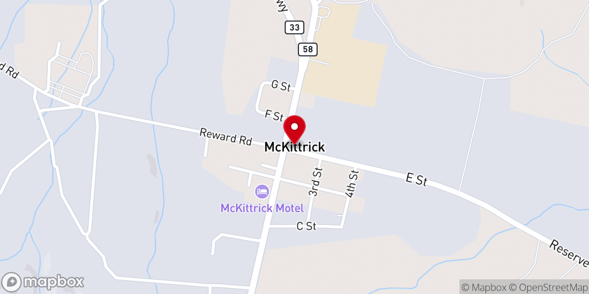 Map showing location of McKittrick