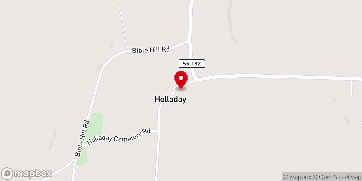 Map showing location of Holladay Christian Church of Holladay Tennessee Inc