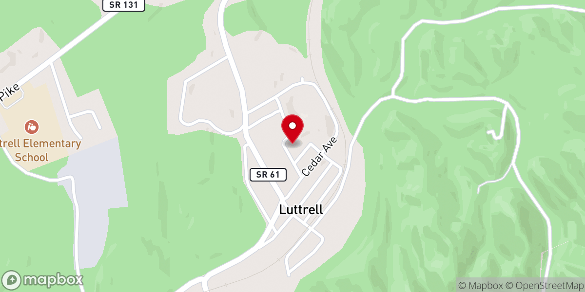 Map showing location of Luttrell Missionary Baptist Church
