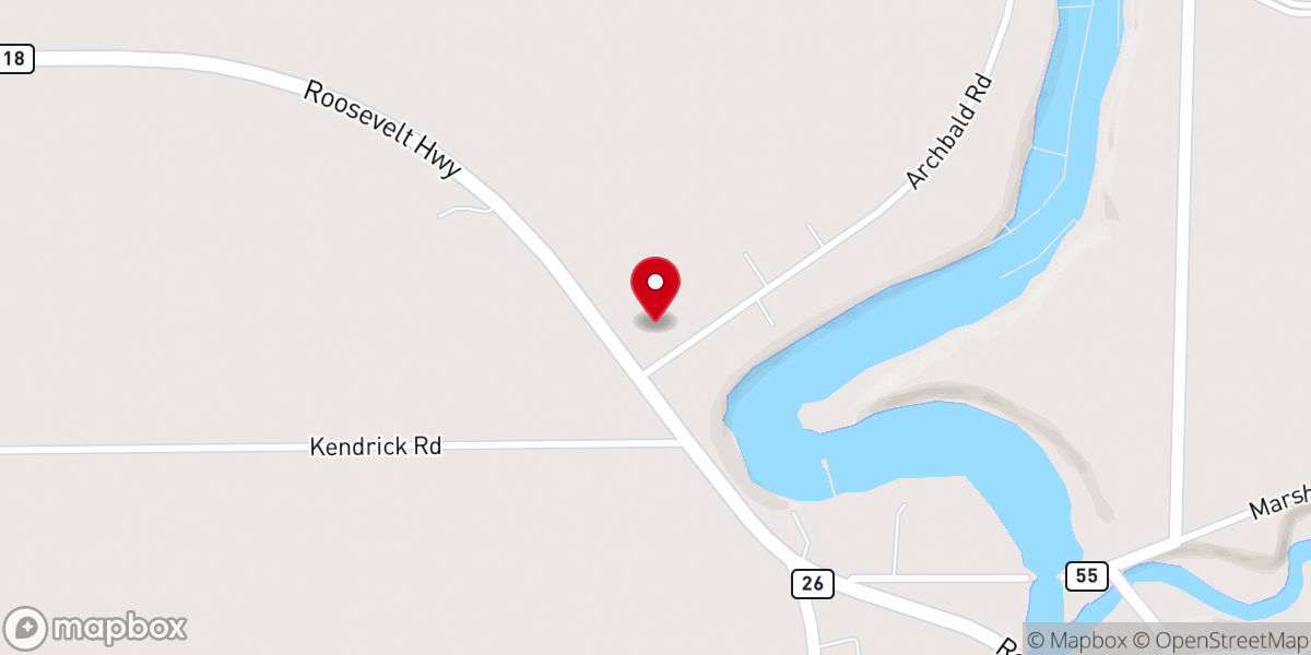 Map showing location of Young's Point United Church