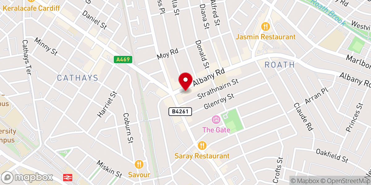 Map showing location of St Martin in Roath Church