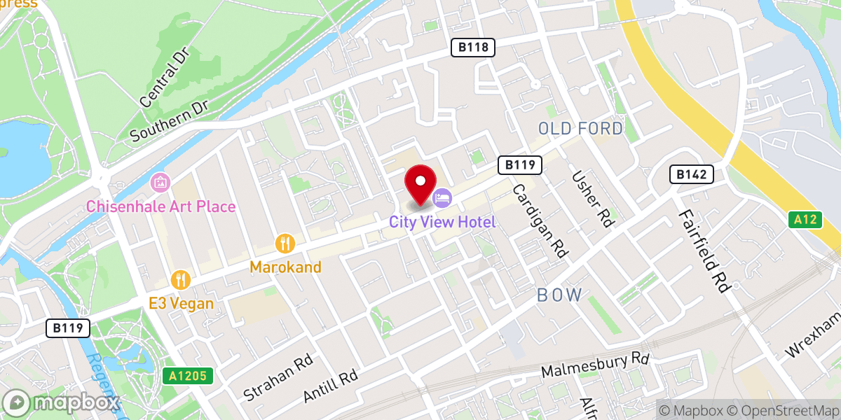 Map showing location of Bow Muslim Community Centre