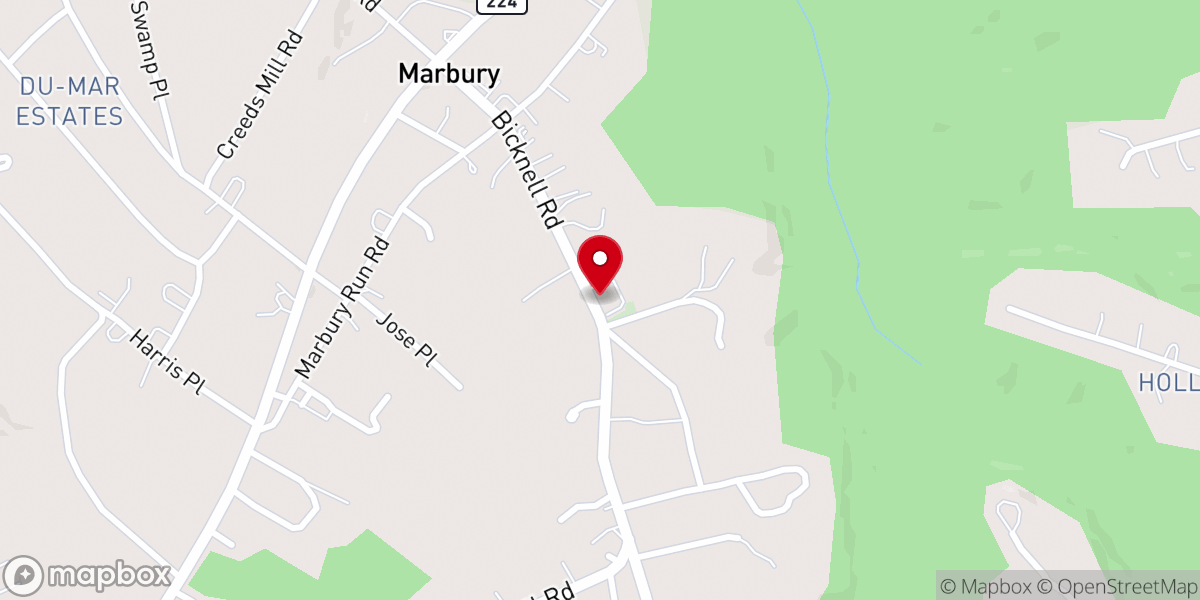 Map showing location of Marbury Baptist Church
