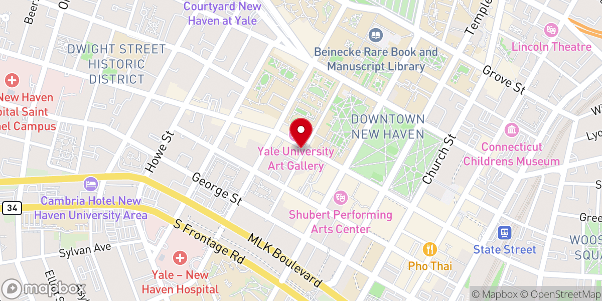 Map showing location of Yale Center for British Art