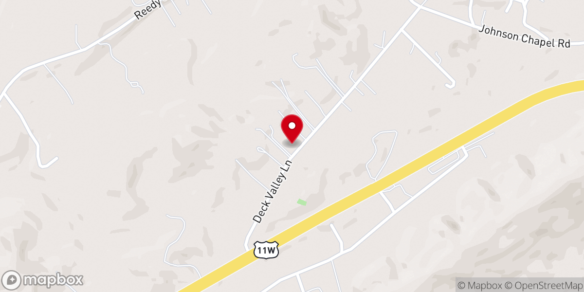 Map showing location of Deck Valley Baptist Church